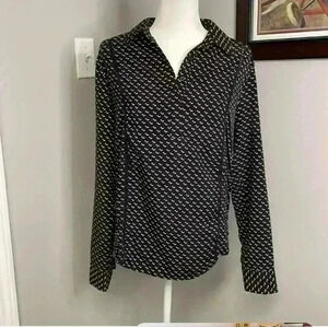 Ann Taylor Long Sleeve Mixed Media Top Size small